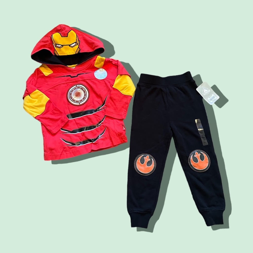 NWT Disney Store Marvel Iron Man Toddler Hoodie Sweatpants Set Costume Sz 2